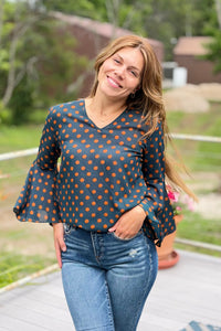 Flare Sleeves Polka Dot Top