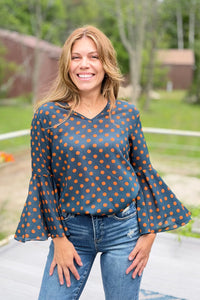 Flare Sleeves Polka Dot Top