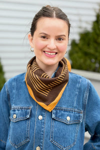 Geometric Square Scarf - Brown