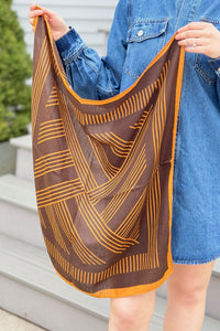 Geometric Square Scarf - Brown