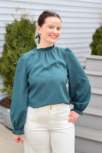 Casual Ruffle Hem Long Sleeve Shirt