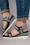Wedge Raffia Strap Sandal - Black & White