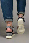 Wedge Raffia Strap Sandal - Black & White