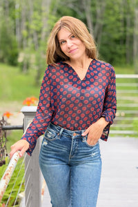 Red Circle Print Top