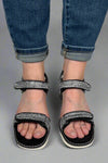 Wedge Raffia Strap Sandal - Black & White