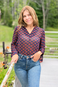 Red Circle Print Top