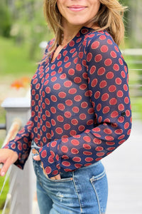 Red Circle Print Top