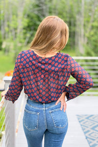 Red Circle Print Top