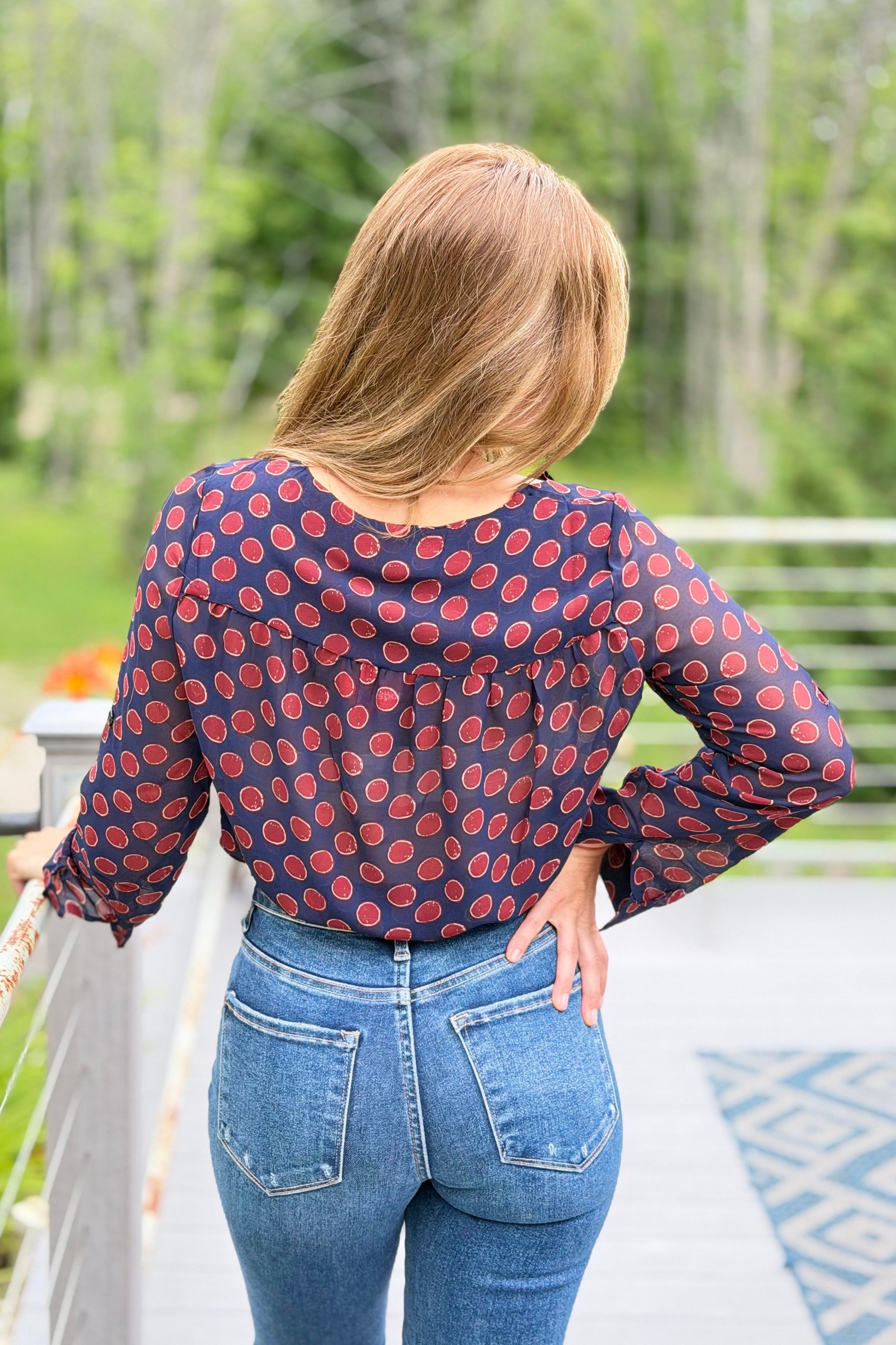 Red Circle Print Top