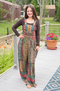 Overalls Patchwork Striped Geo Floral
