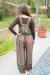 Overalls Patchwork Striped Geo Floral