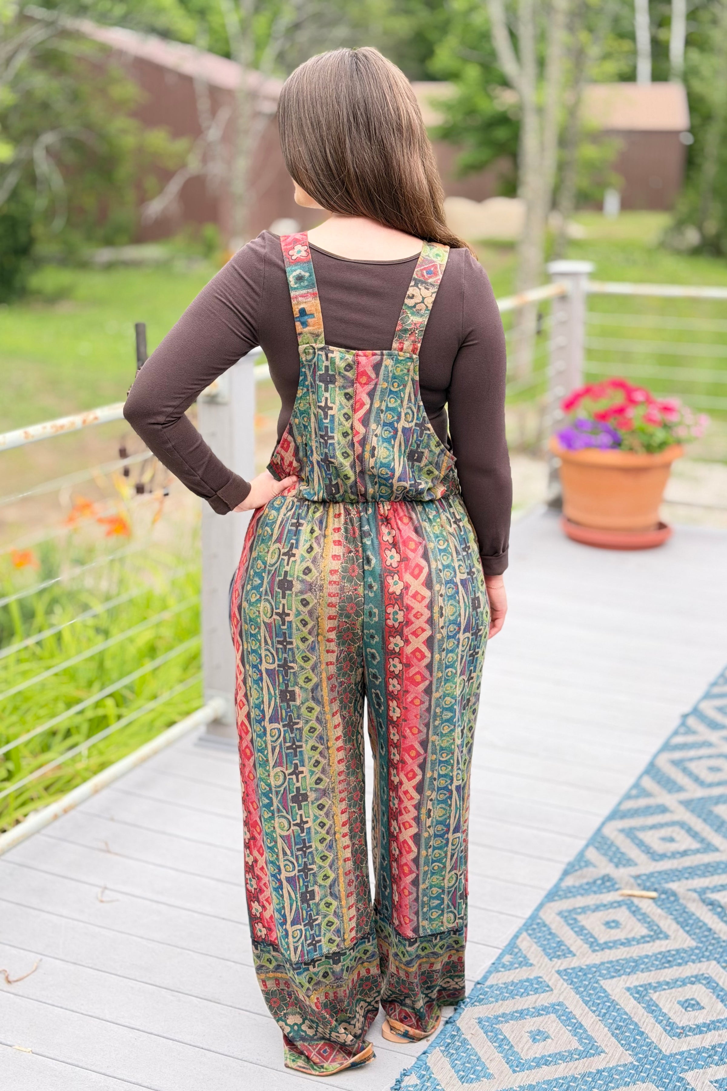 Overalls Patchwork Striped Geo Floral
