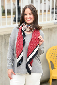 Geometric Lightweight Scarf - Red