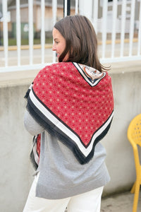 Geometric Lightweight Scarf - Red