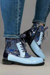 Chelsea Paisley Lace up Bootie - Blue