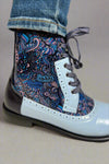 Chelsea Paisley Lace up Bootie - Blue