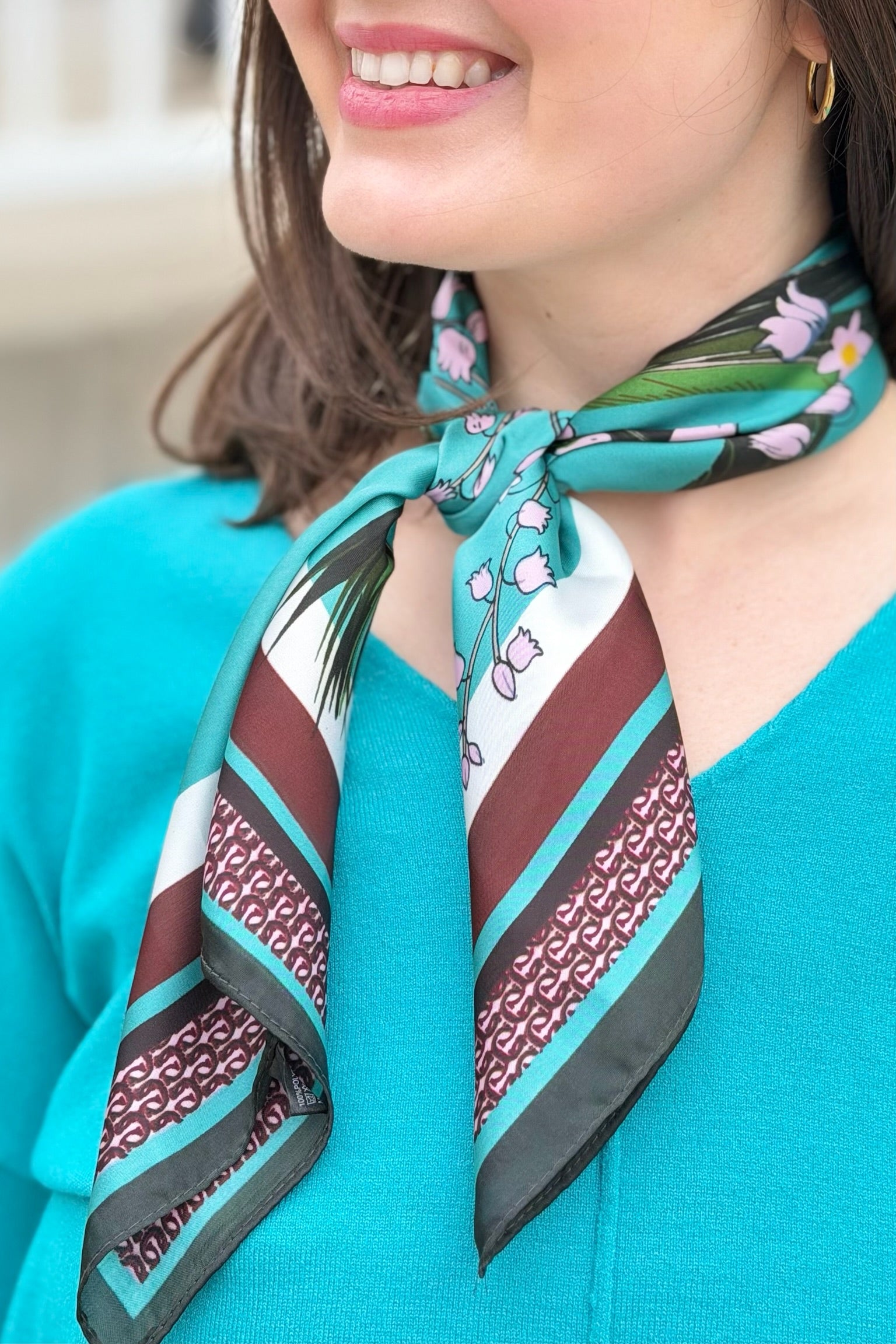 Artistic Printed Square Silk Scarf