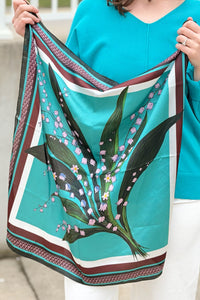 Artistic Printed Square Silk Scarf