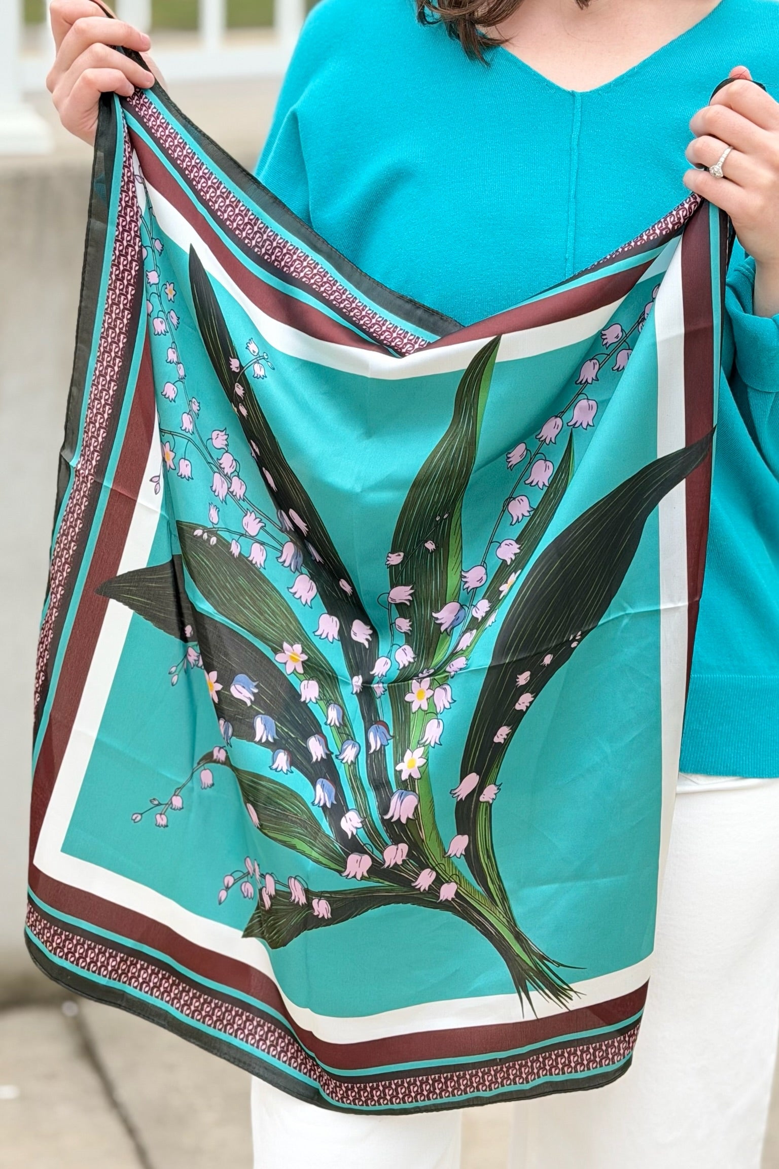 Artistic Printed Square Silk Scarf