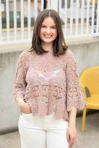 Crochet Lace Top - Latte