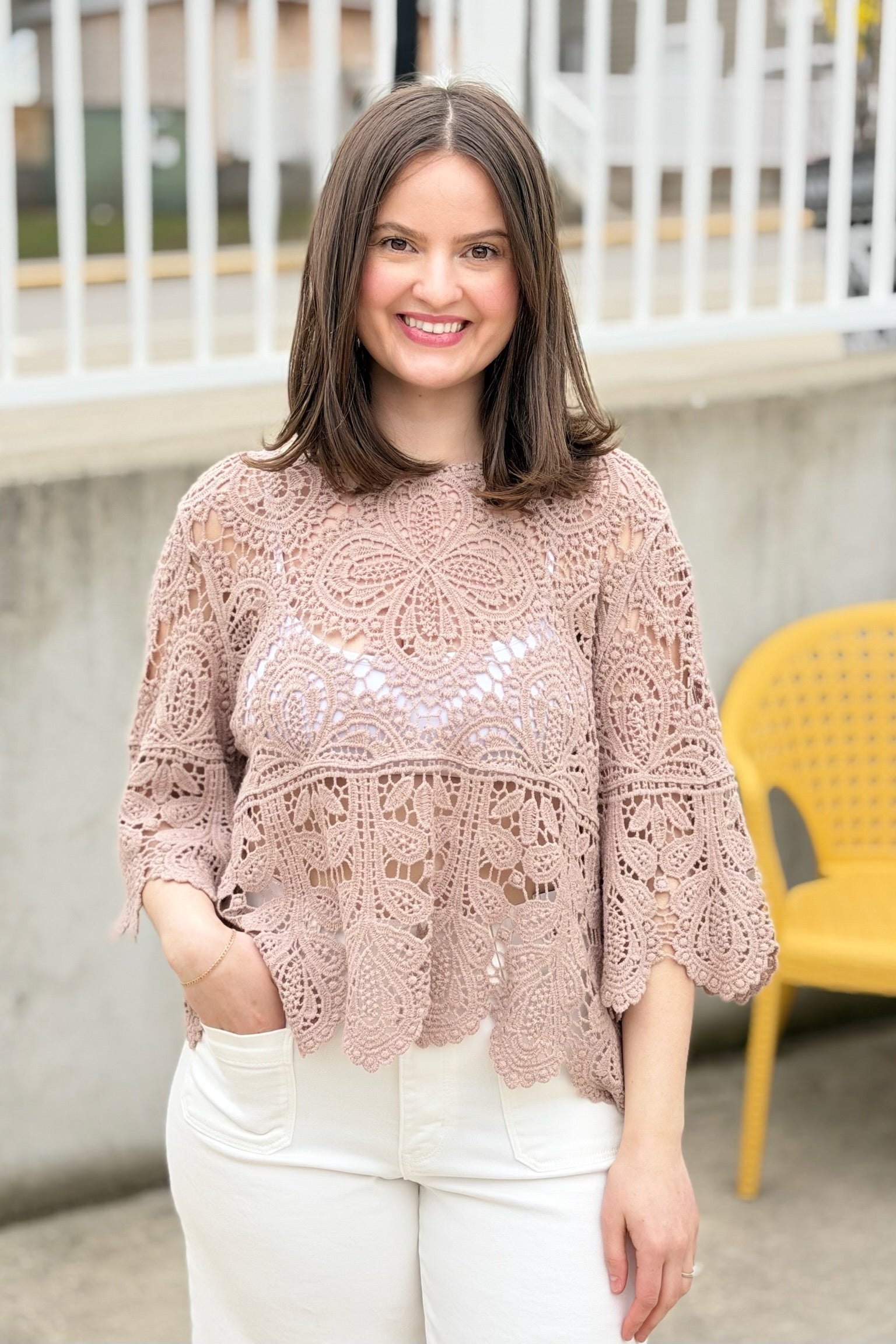 Crochet Lace Top - Latte