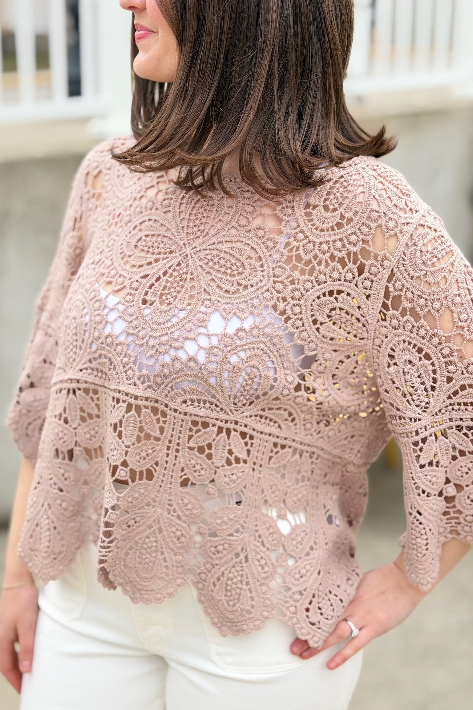 Crochet Lace Top - Latte