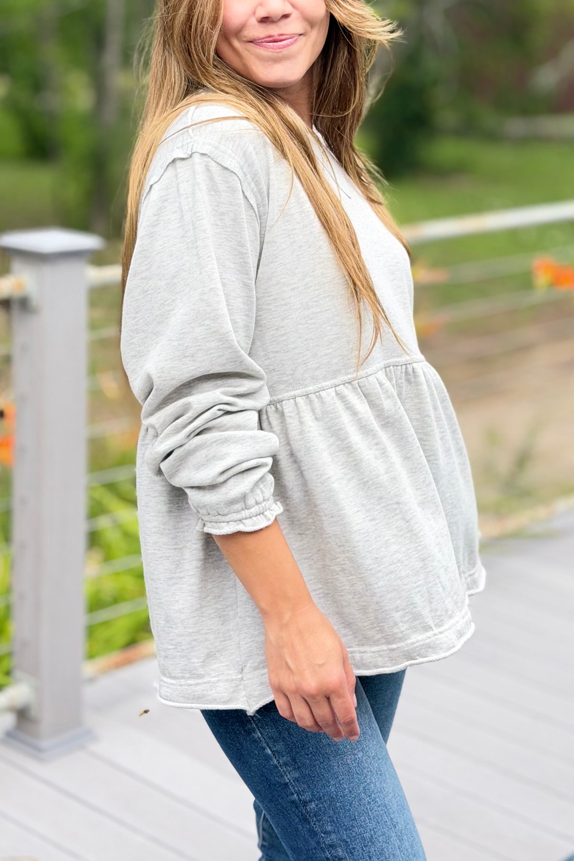 Candy Terry Top - Heather Grey