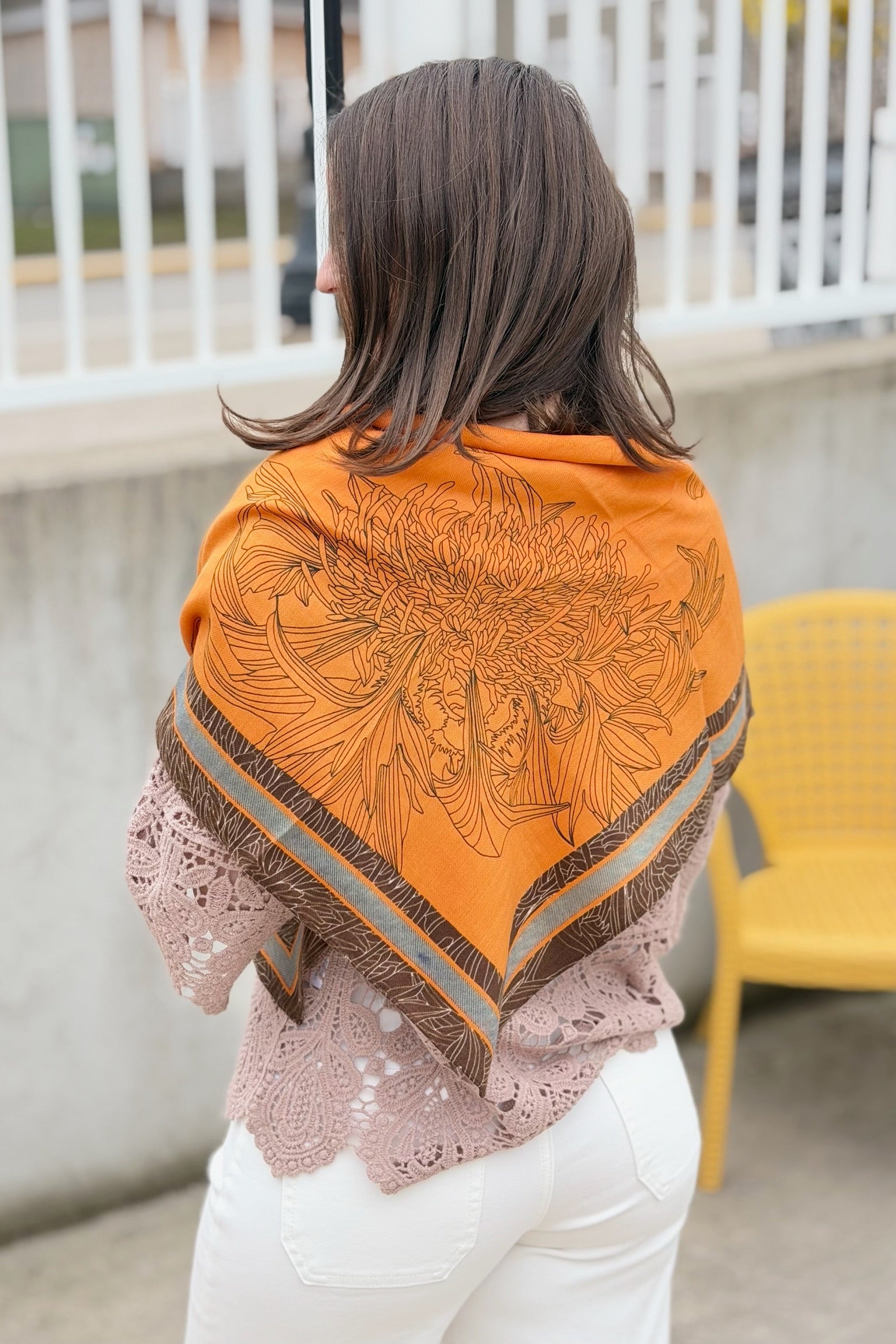 Artistic Print Scarf - Orange