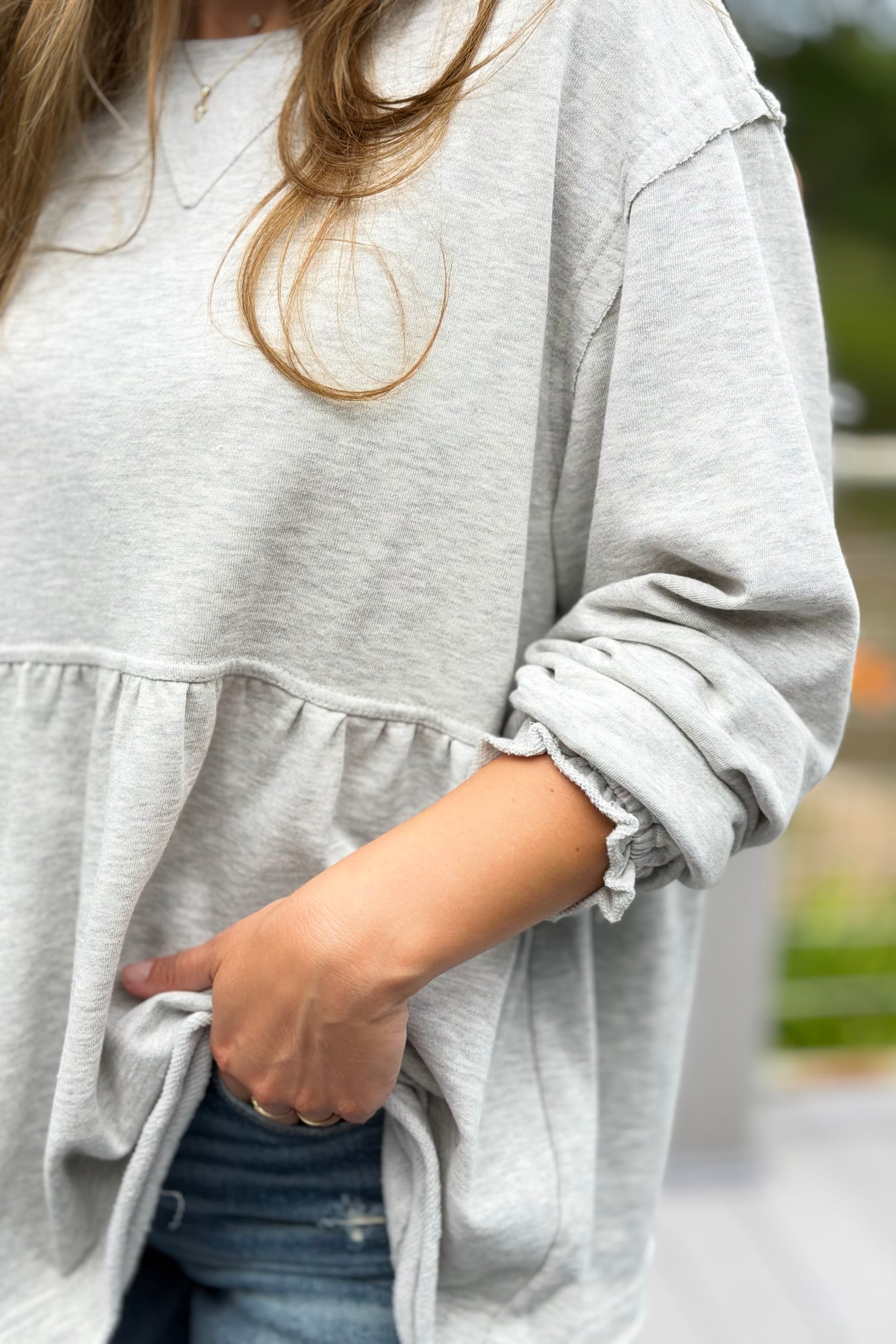 Candy Terry Top - Heather Grey