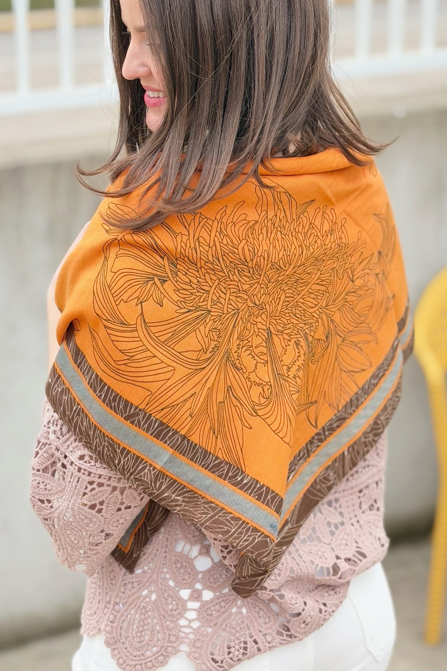 Artistic Print Scarf - Orange
