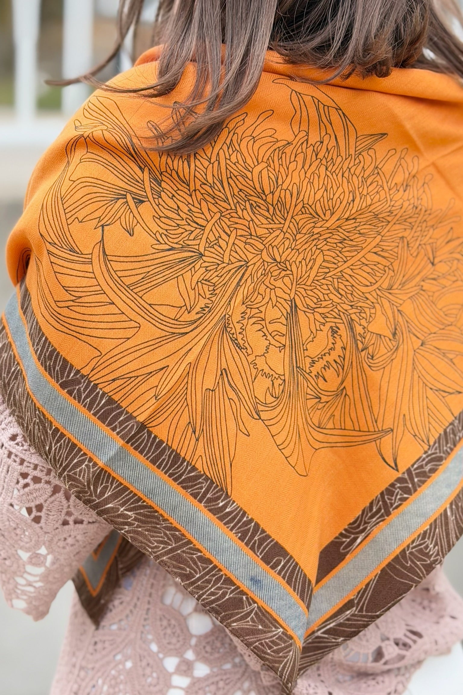 Artistic Print Scarf - Orange