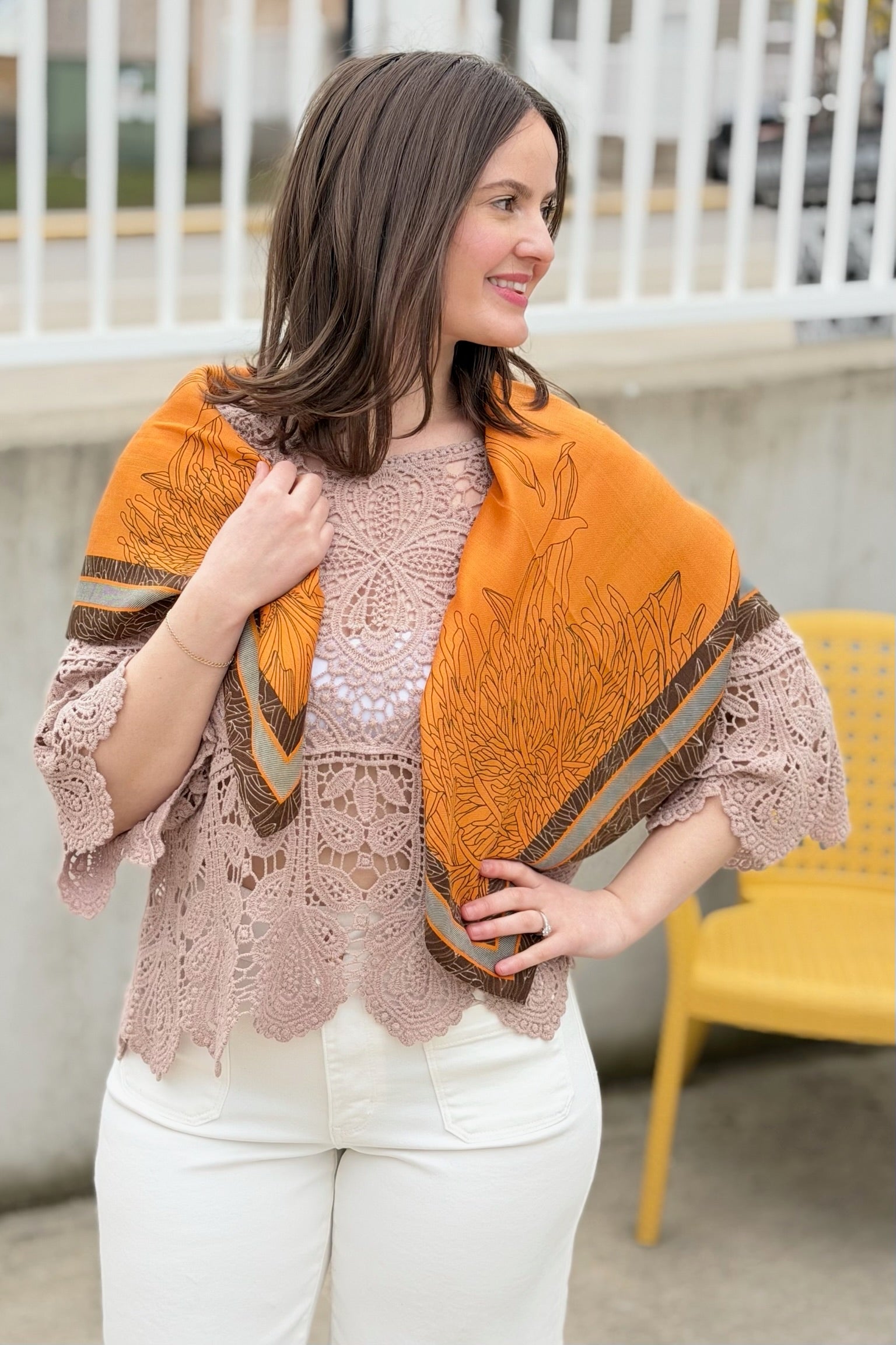 Artistic Print Scarf - Orange