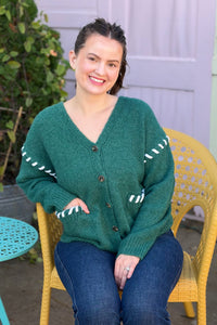 Stitch Detail Cardigan - Hunter Green