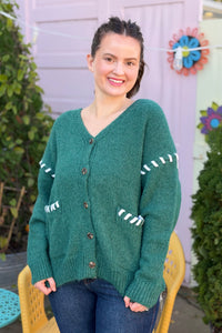 Stitch Detail Cardigan - Hunter Green