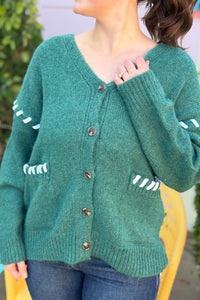 Stitch Detail Cardigan - Hunter Green