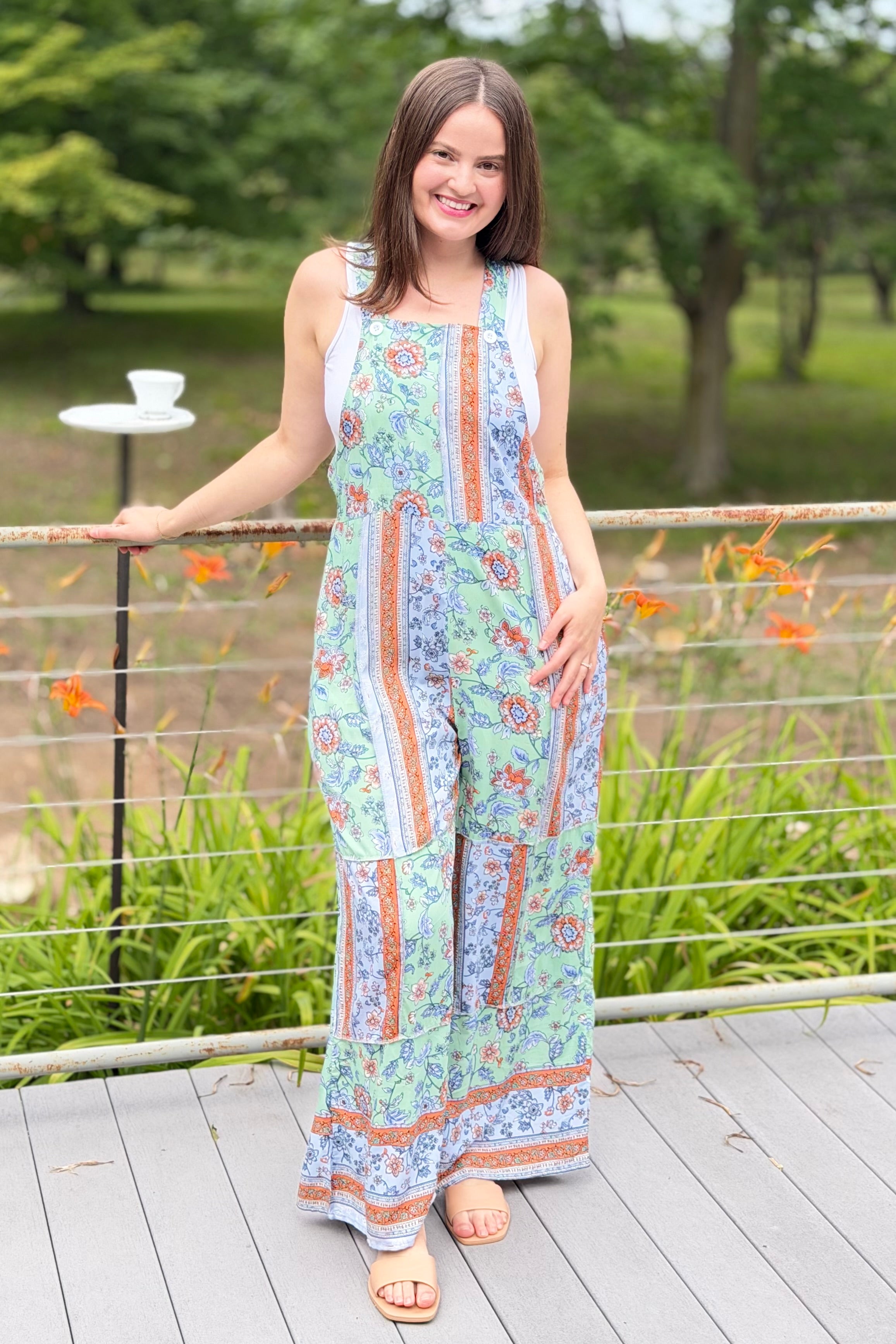 Boho Floral Blossom Patchwork Overall