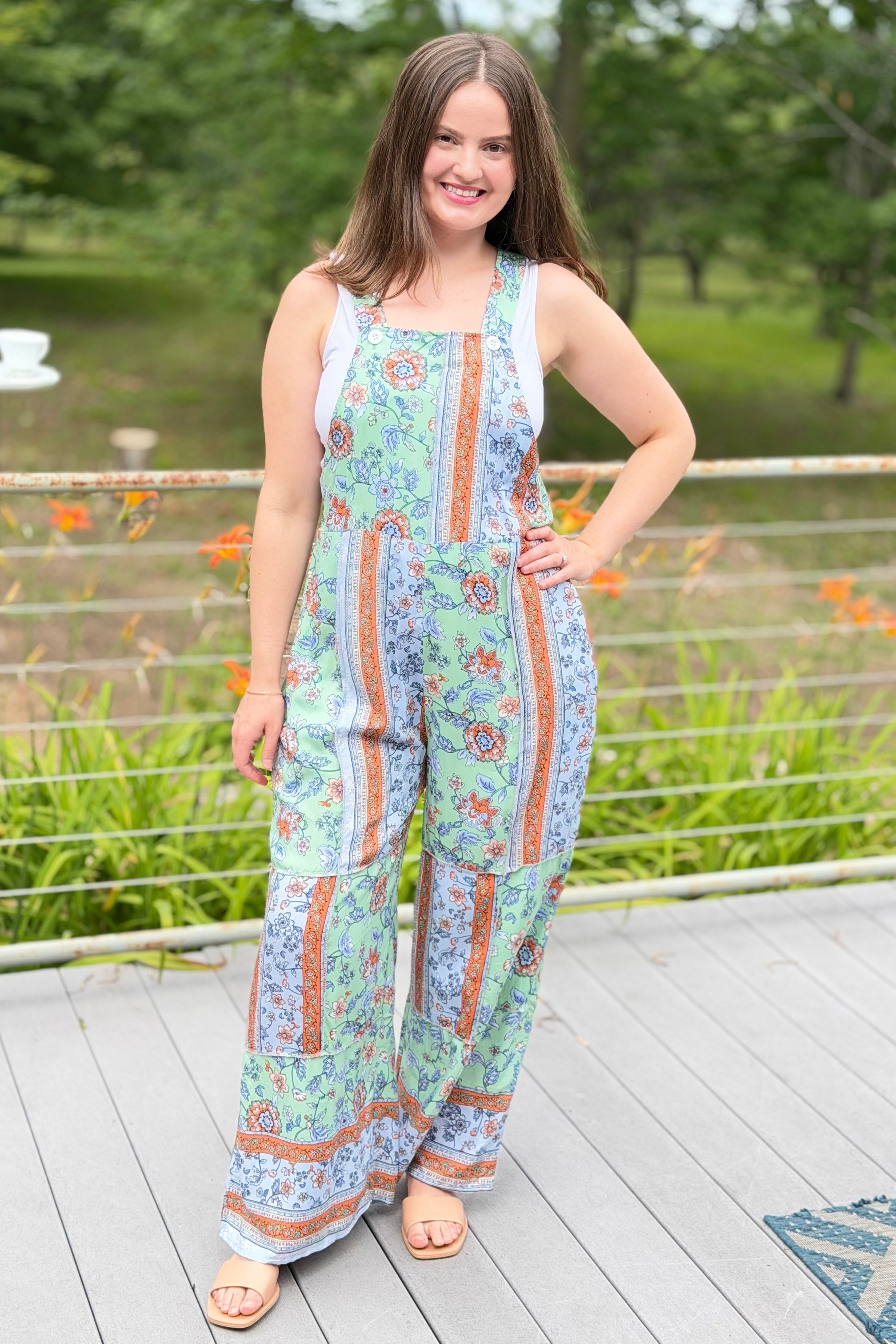 Boho Floral Blossom Patchwork Overall