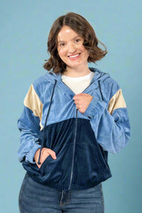 Velvet Retro Track Jacket - Blue