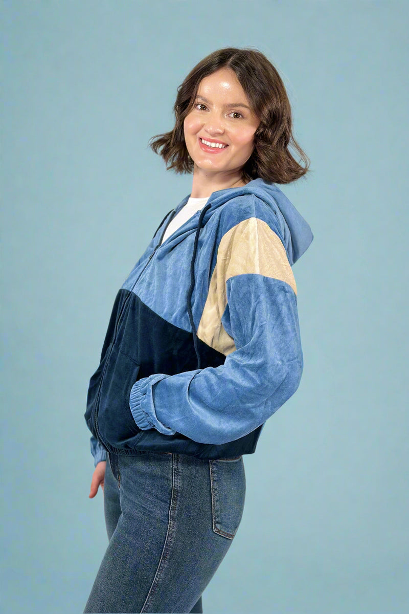 Velvet Retro Track Jacket - Blue