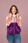 Velvet Retro Track Jacket - Plum