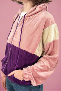 Velvet Retro Track Jacket - Plum