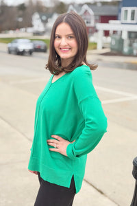Dreamer Lightweight Knit Top - Apple Green