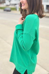 Dreamer Lightweight Knit Top - Apple Green