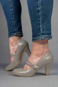 Windy Mary Jane Pump Heels - Grey