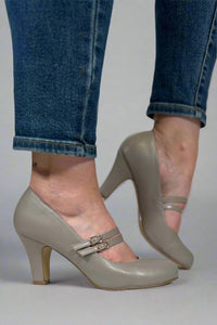 Windy Mary Jane Pump Heels - Grey
