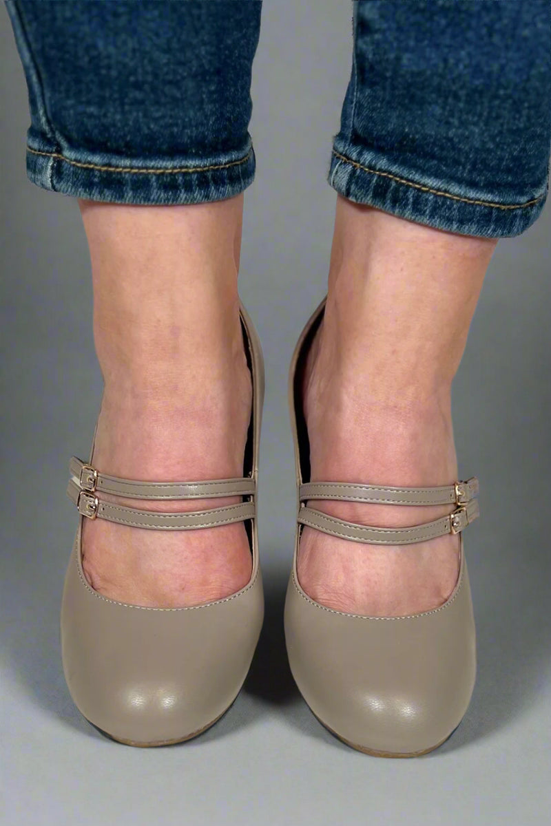 Windy Mary Jane Pump Heels - Grey