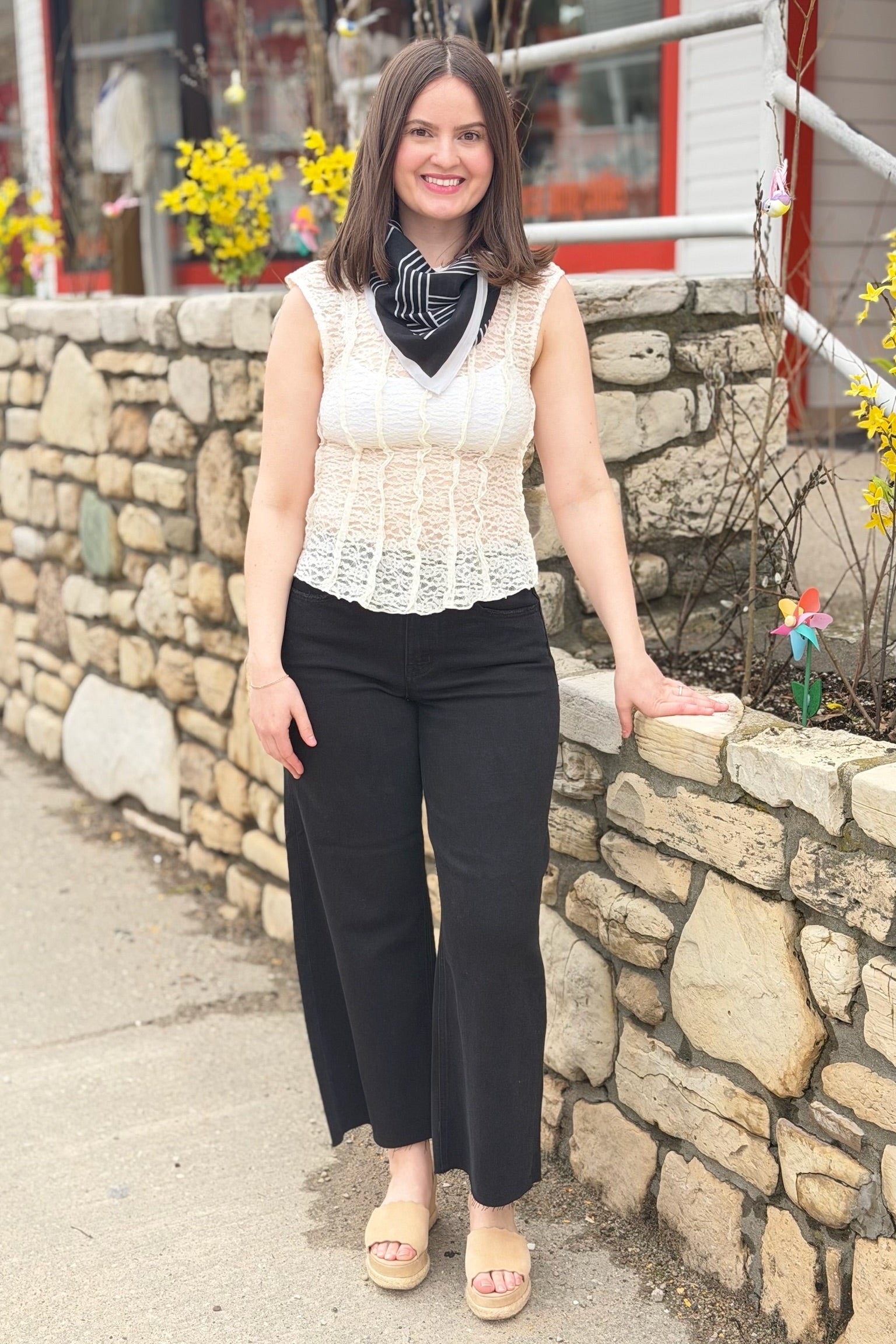 Geometric Square Scarf - Black