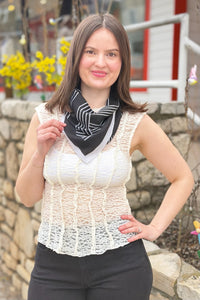 Geometric Square Scarf - Black