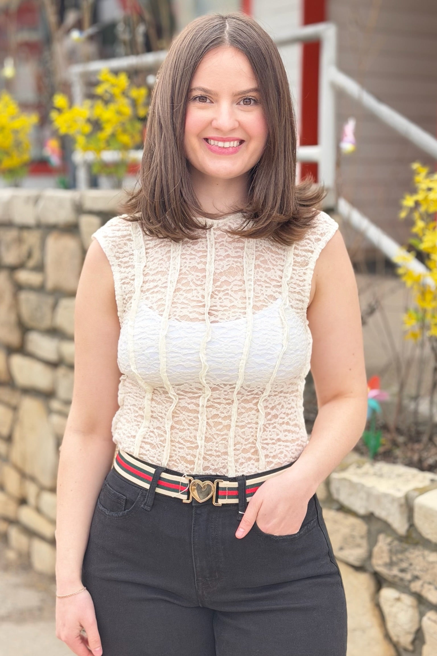 Chic Flattering Fit Lace Top - Ivory