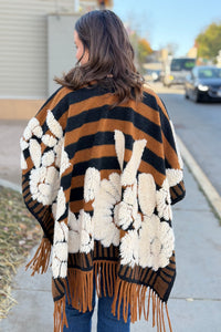Western Boho Fringe Ruana - Brown